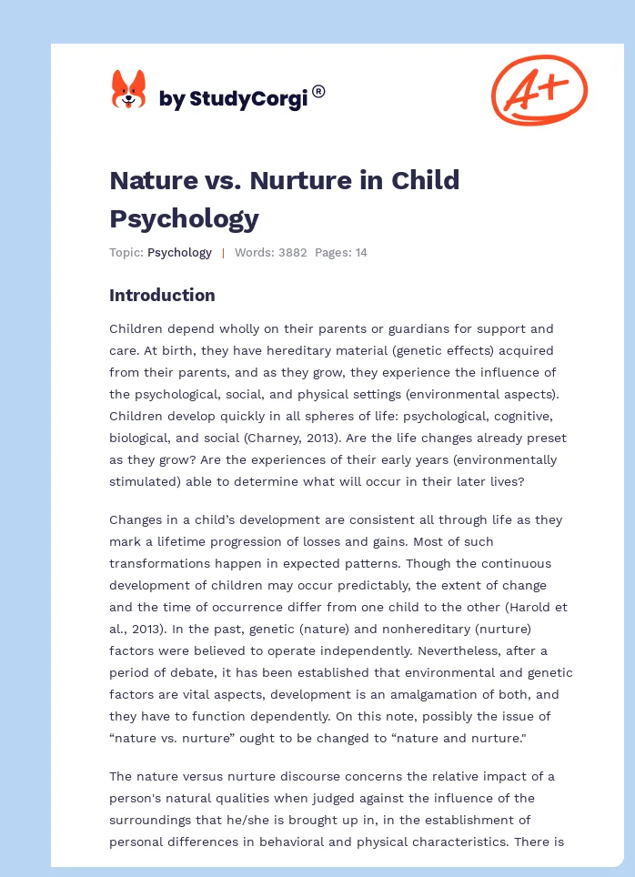 Nature vs. Nurture in Child Psychology. Page 1