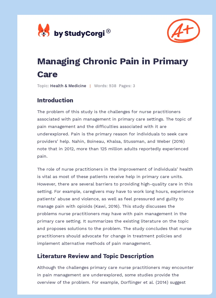 Managing Chronic Pain in Primary Care. Page 1