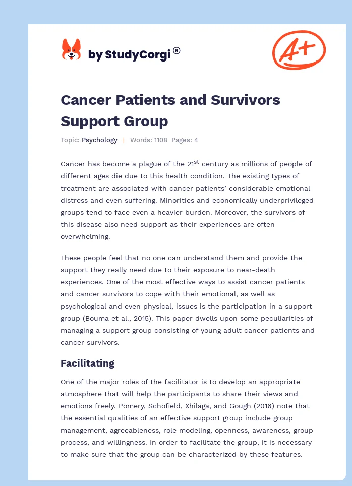 Cancer Patients and Survivors Support Group. Page 1