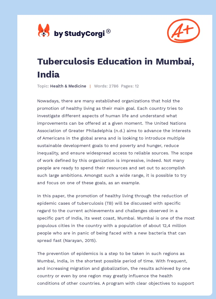 Tuberculosis Education in Mumbai, India. Page 1
