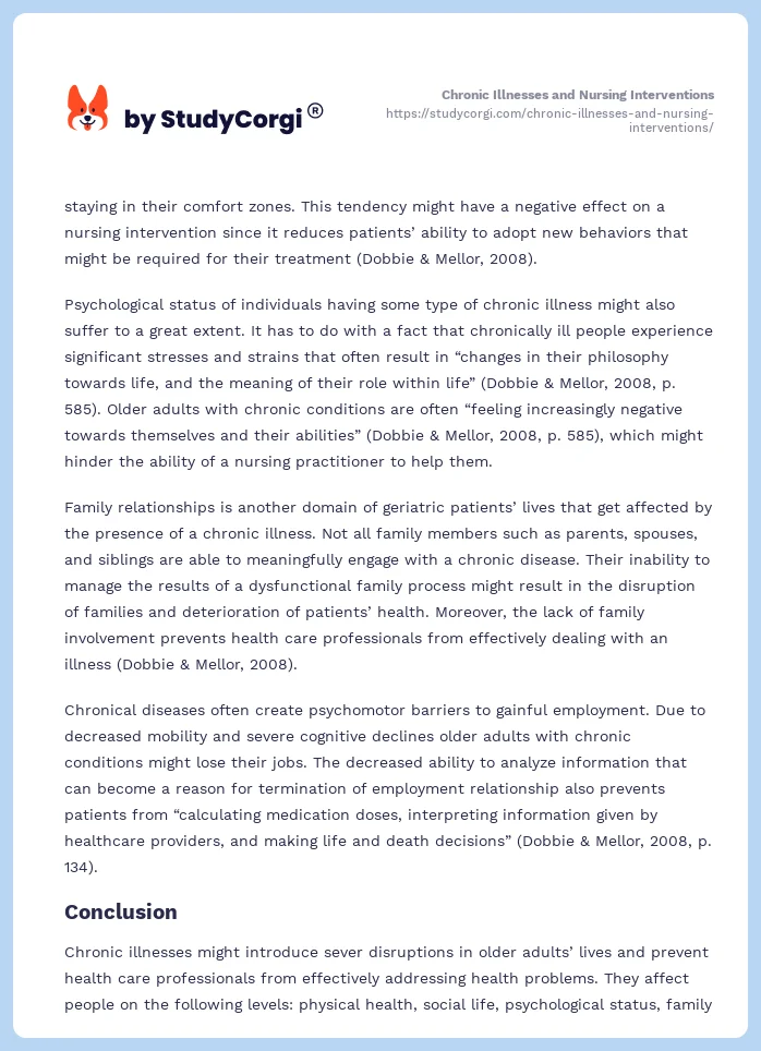 Chronic Illnesses and Nursing Interventions. Page 2