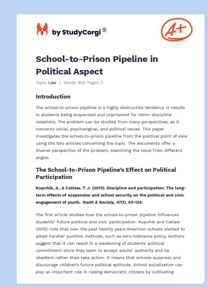 School-to-Prison Pipeline in Political Aspect. Page 1