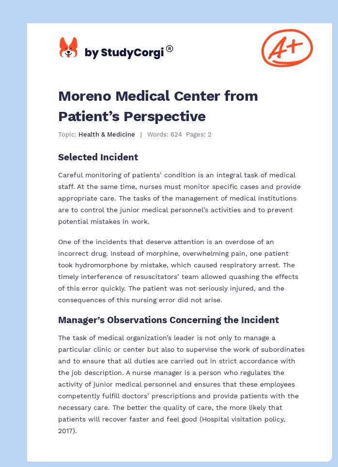 Moreno Medical Center from Patient’s Perspective. Page 1