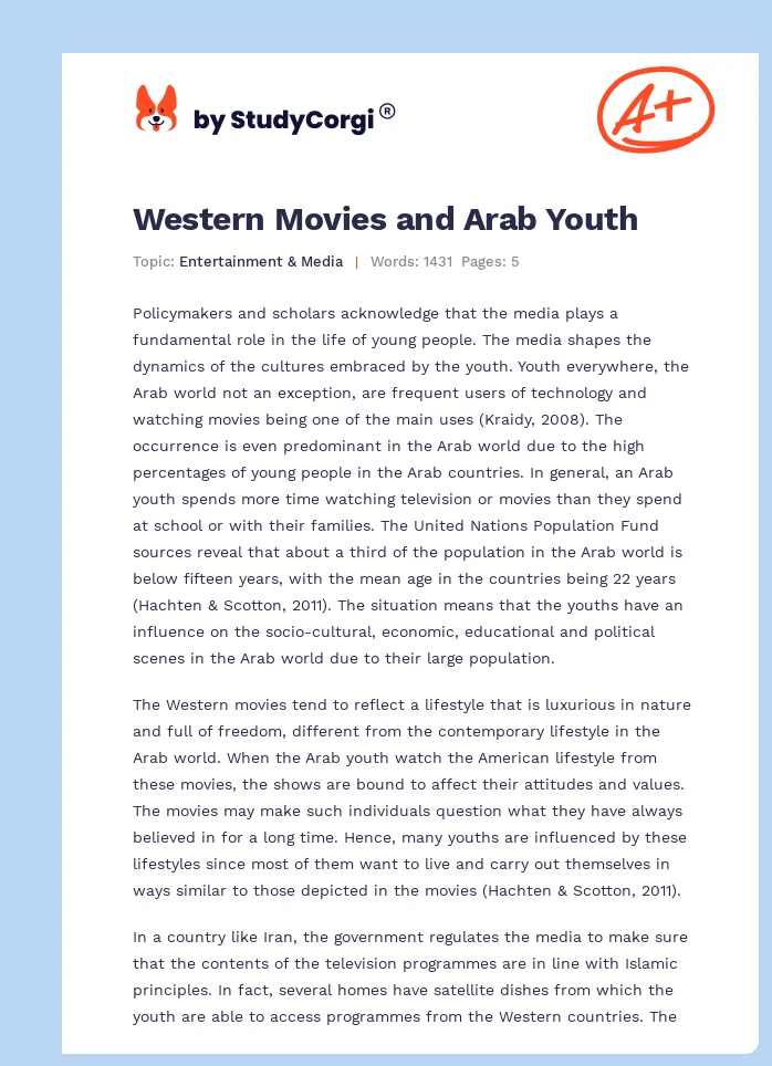 Western Movies and Arab Youth. Page 1