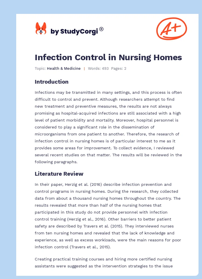Infection Control in Nursing Homes. Page 1