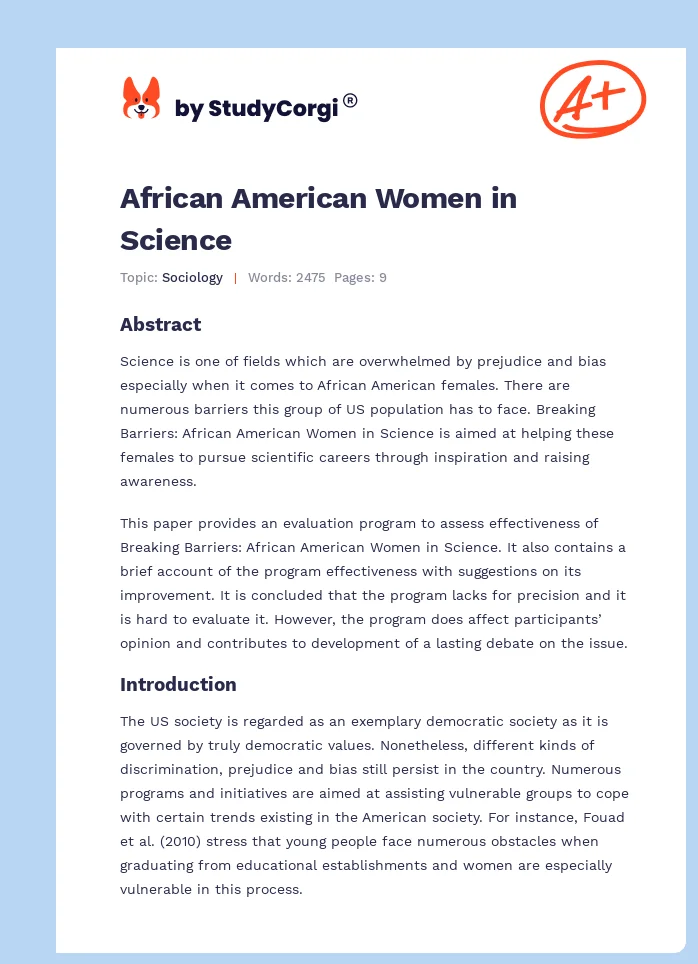 African American Women in Science. Page 1