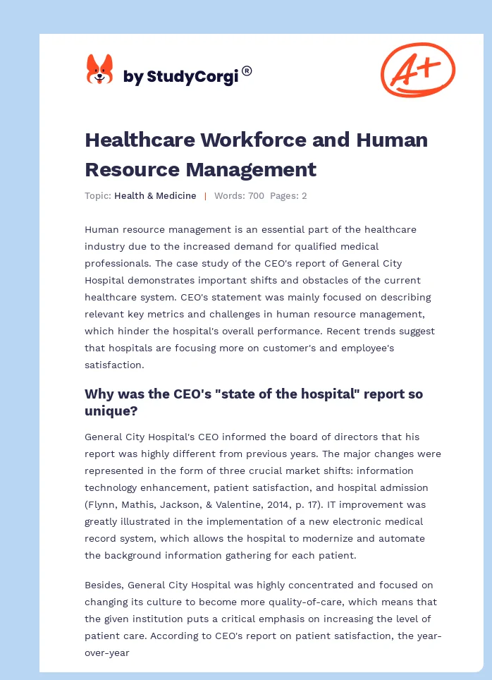 Healthcare Workforce and Human Resource Management. Page 1