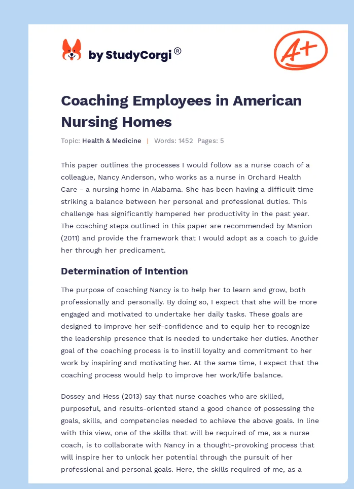 Coaching Employees in American Nursing Homes. Page 1