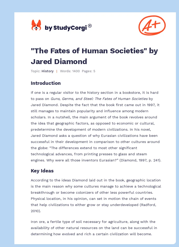 "The Fates of Human Societies" by Jared Diamond. Page 1