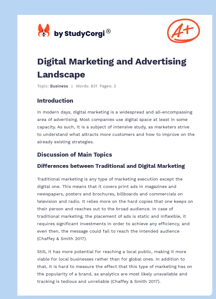 Digital Marketing and Advertising Landscape. Page 1