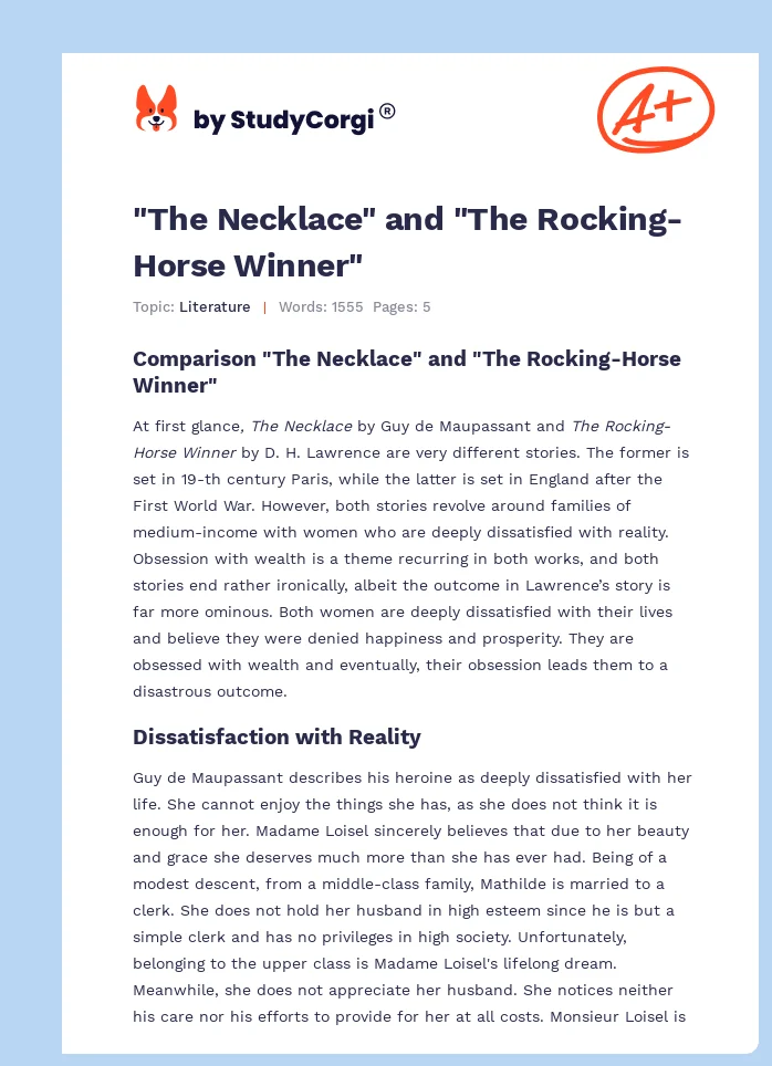 "The Necklace" and "The Rocking-Horse Winner". Page 1