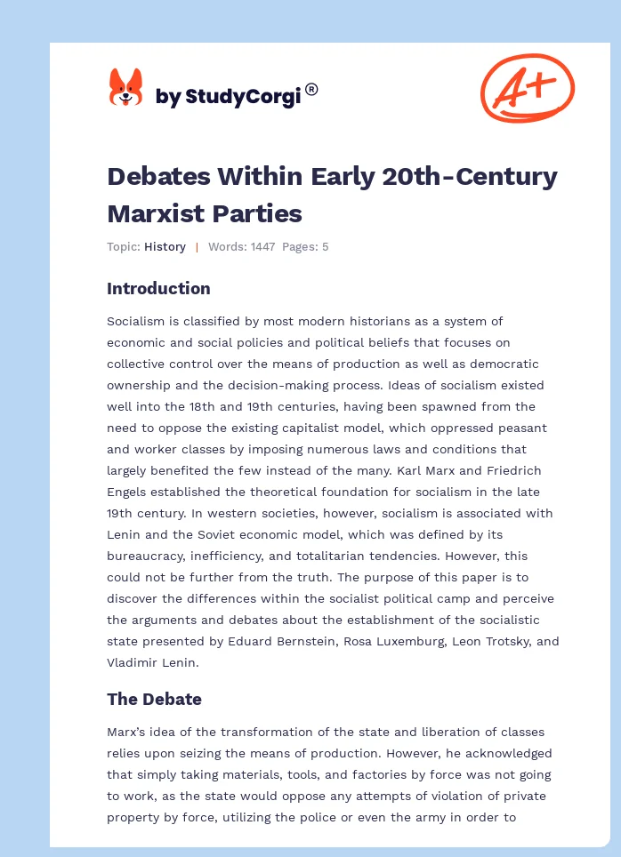 Debates Within Early 20th-Century Marxist Parties. Page 1