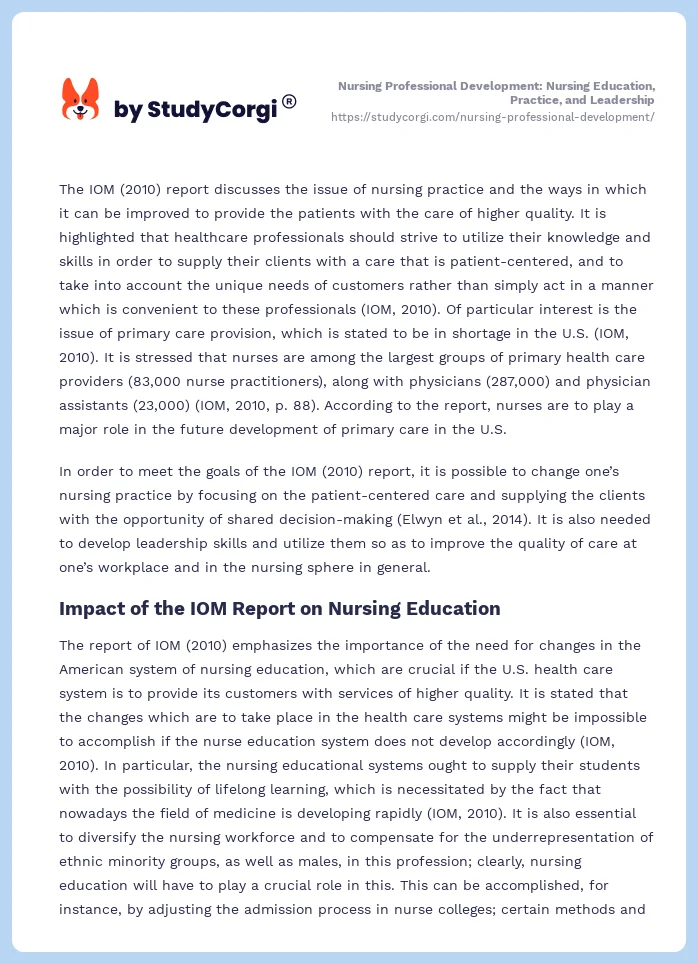 Nursing Professional Development: Nursing Education, Practice, and Leadership. Page 2
