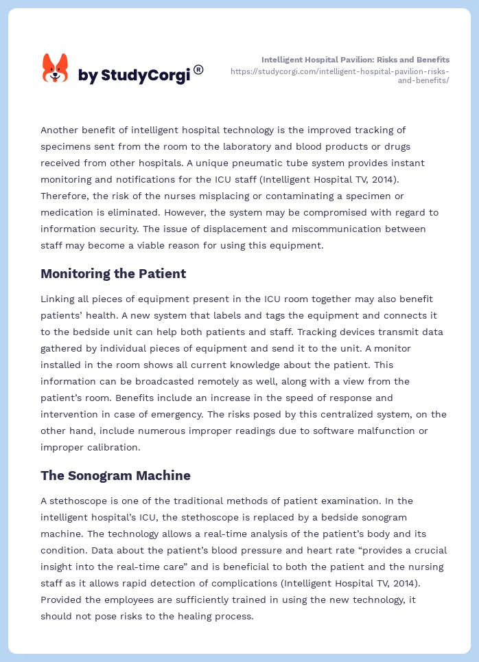Intelligent Hospital Pavilion: Risks and Benefits. Page 2