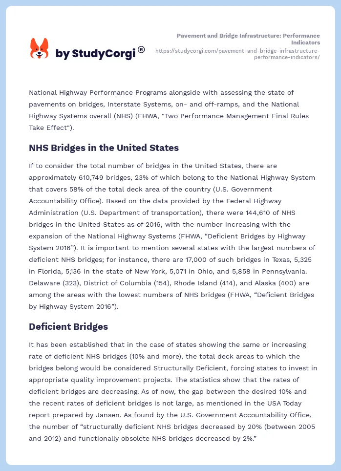 Pavement and Bridge Infrastructure: Performance Indicators. Page 2