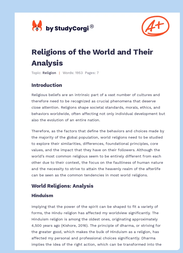 Religions of the World and Their Analysis. Page 1