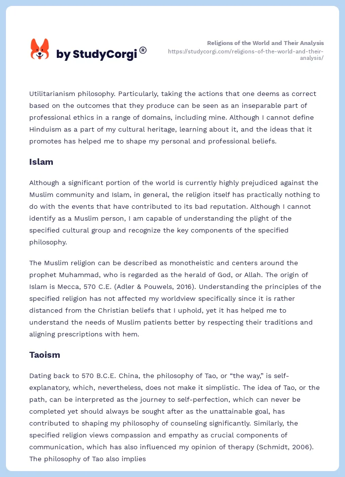 Religions of the World and Their Analysis. Page 2