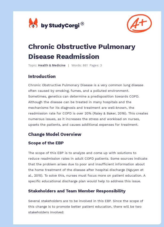 Chronic Obstructive Pulmonary Disease Readmission. Page 1