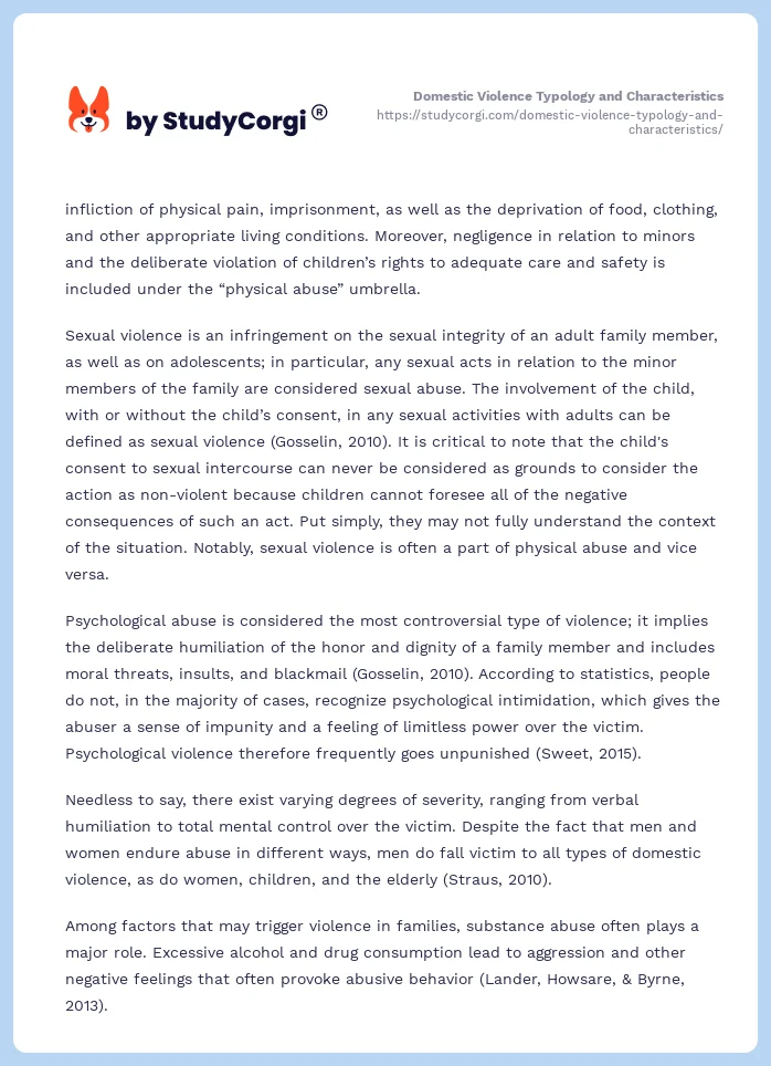 Domestic Violence Typology and Characteristics. Page 2