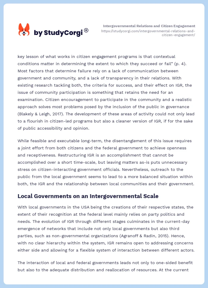 Intergovernmental Relations and Citizen Engagement. Page 2