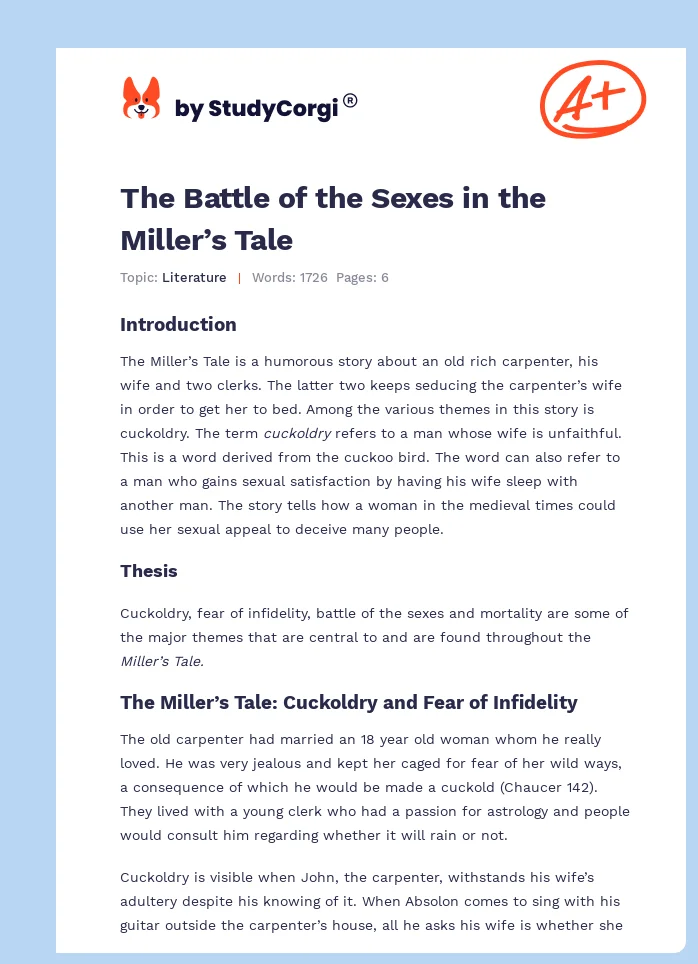 The Battle of the Sexes in the Miller’s Tale. Page 1