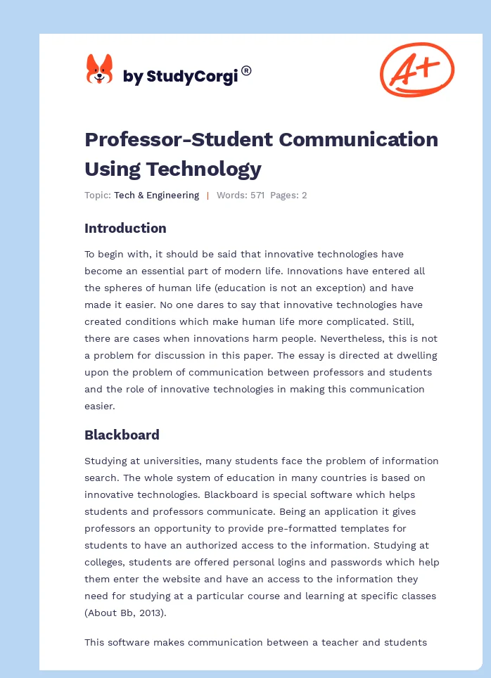 Professor-Student Communication Using Technology. Page 1