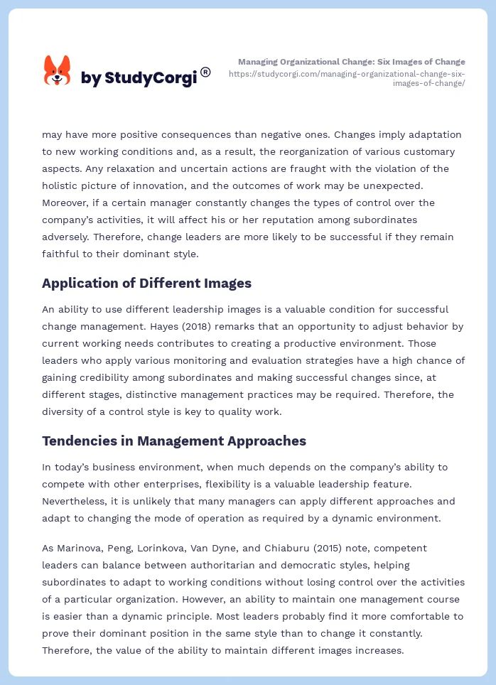 Managing Organizational Change: Six Images of Change. Page 2
