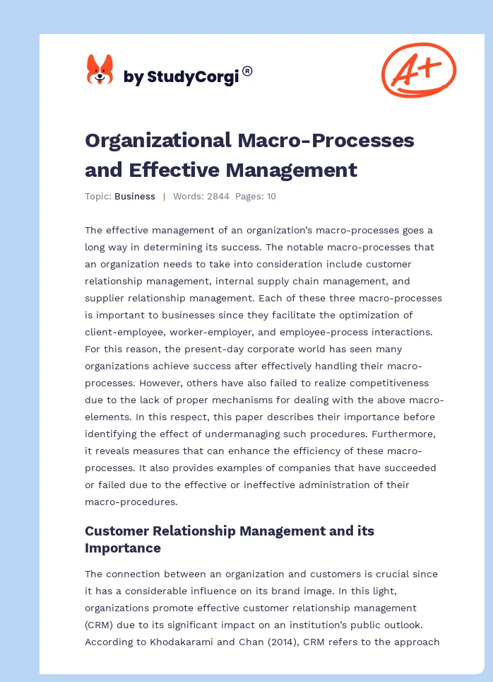 Organizational Macro-Processes and Effective Management. Page 1