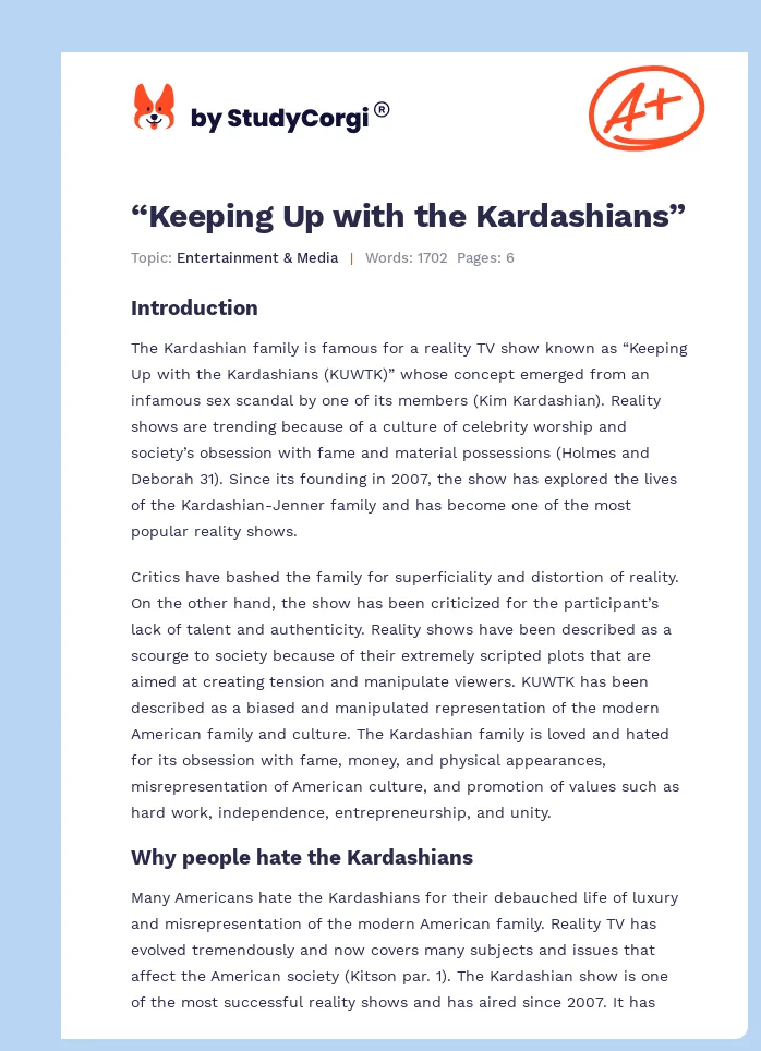 Keeping Up the Kardashian Brand: Celebrity, Materialism, and