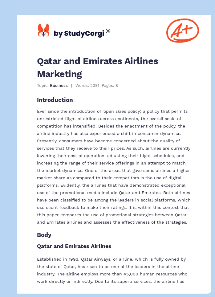 Qatar and Emirates Airlines Marketing. Page 1