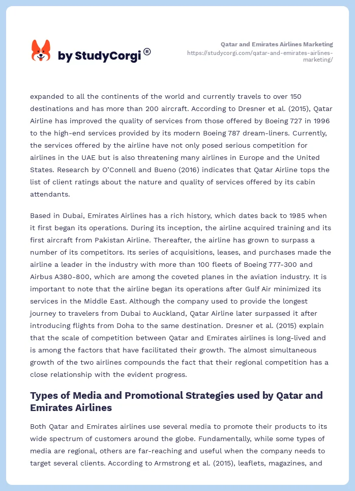 Qatar and Emirates Airlines Marketing. Page 2
