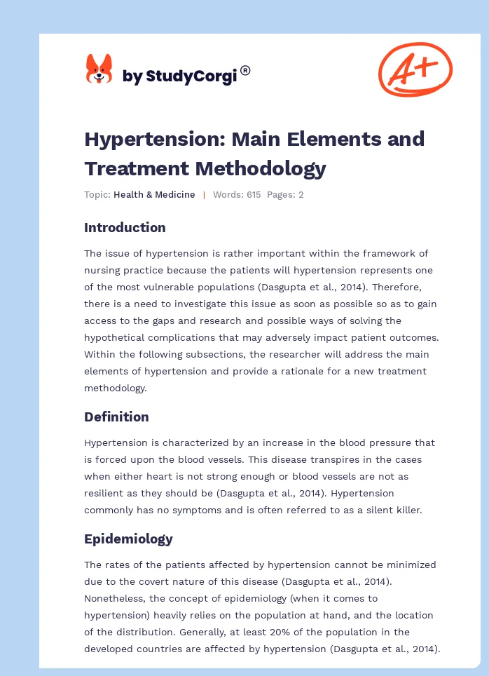 Hypertension: Main Elements and Treatment Methodology. Page 1