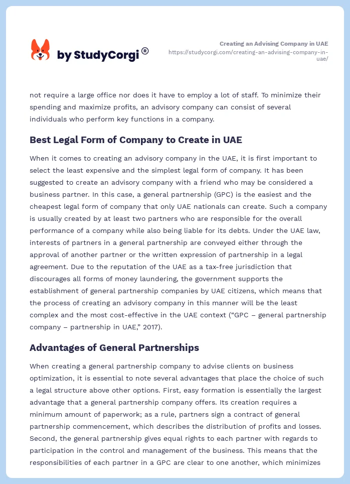 Creating an Advising Company in UAE. Page 2