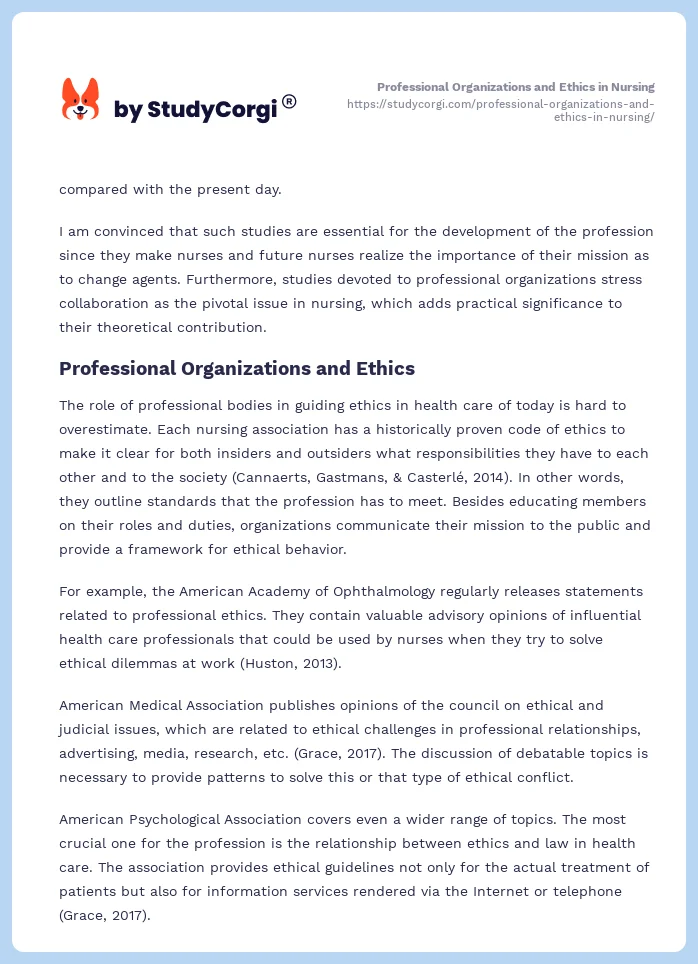Professional Organizations and Ethics in Nursing. Page 2