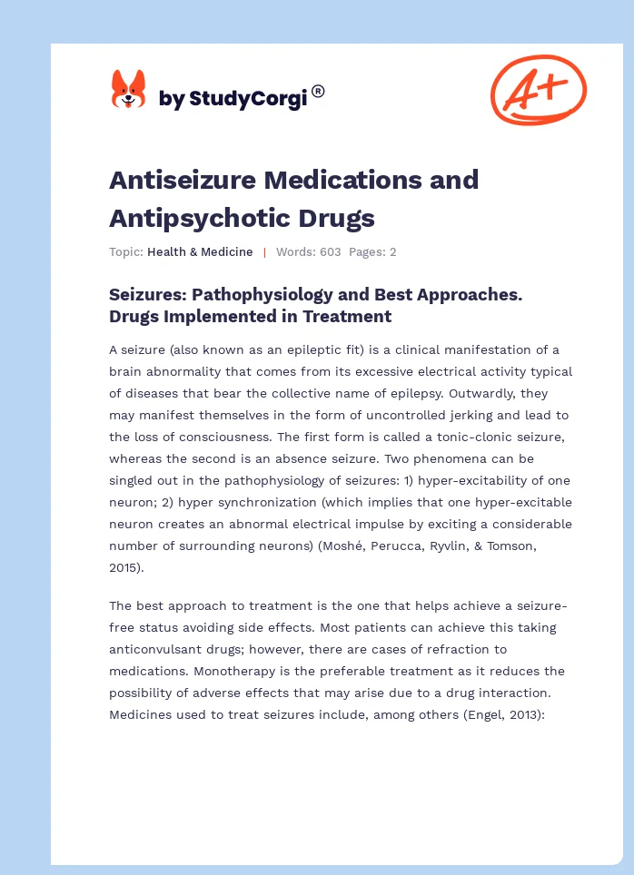 Antiseizure Medications and Antipsychotic Drugs. Page 1