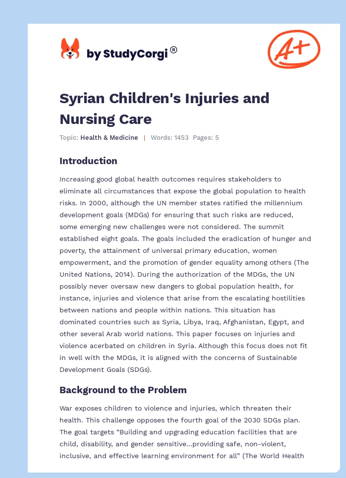 Syrian Children's Injuries and Nursing Care. Page 1