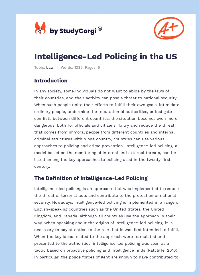 Intelligence-Led Policing in the US. Page 1