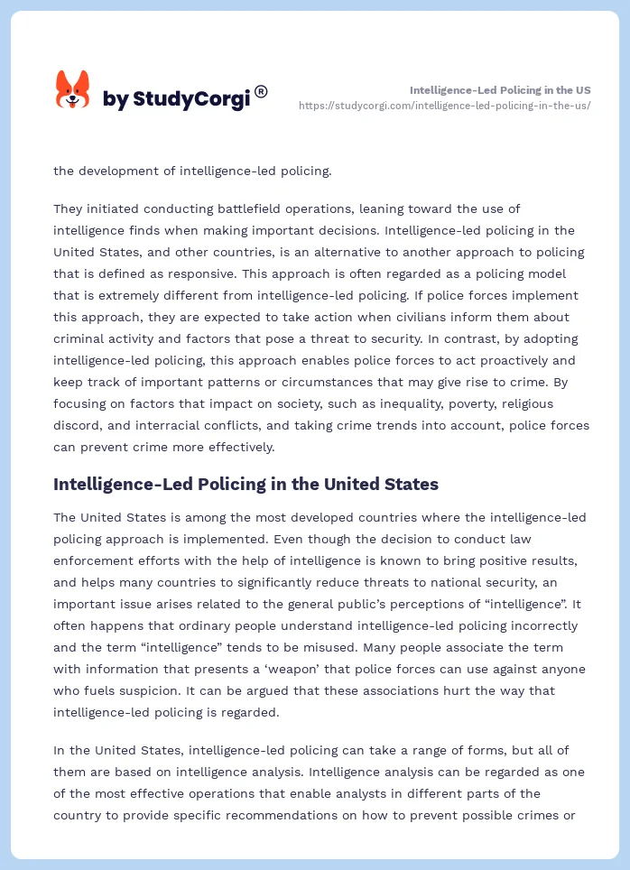 Intelligence-Led Policing in the US. Page 2