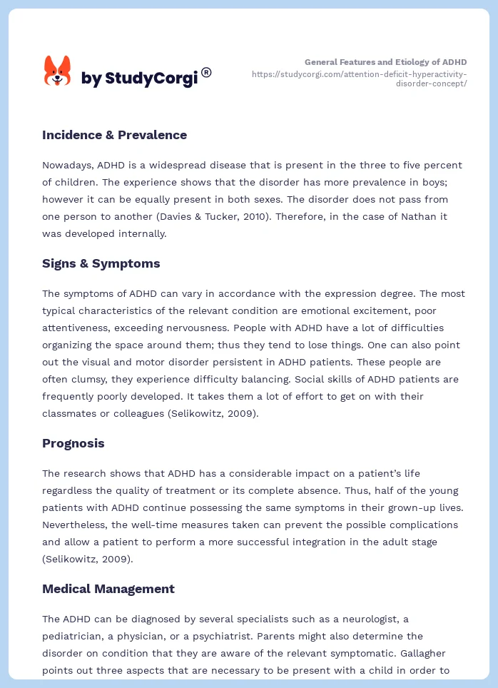 General Features and Etiology of ADHD. Page 2