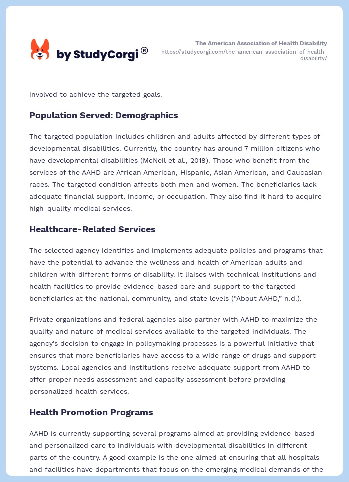 The American Association of Health Disability. Page 2
