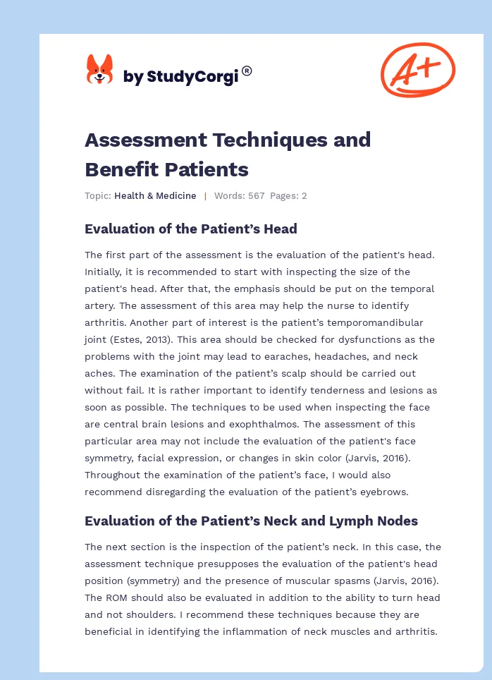 Assessment Techniques and Benefit Patients. Page 1
