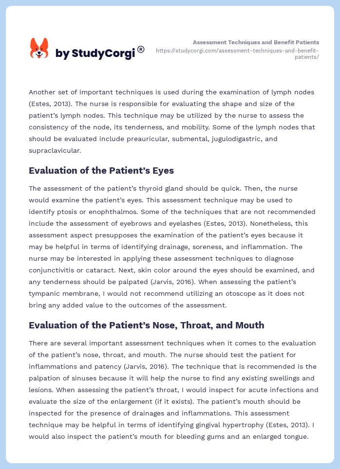 Assessment Techniques and Benefit Patients. Page 2