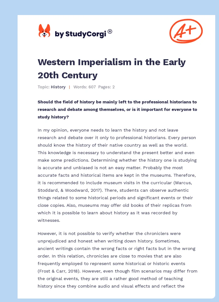 Western Imperialism in the Early 20th Century. Page 1