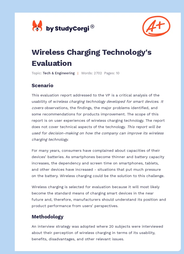 Wireless Charging Technology's Evaluation. Page 1