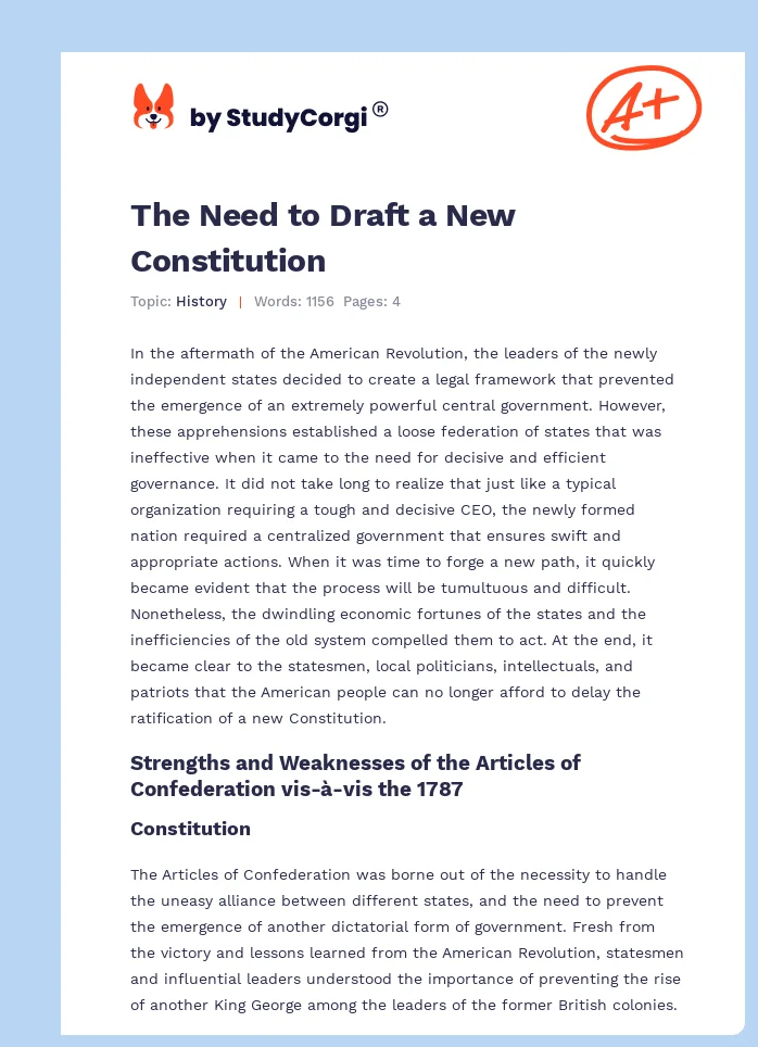 The Need to Draft a New Constitution. Page 1