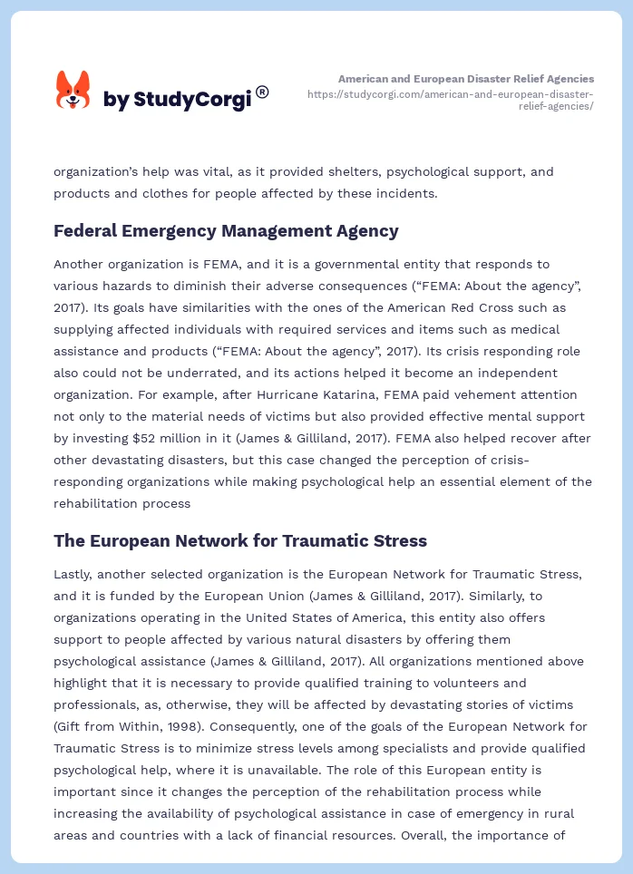 American and European Disaster Relief Agencies. Page 2