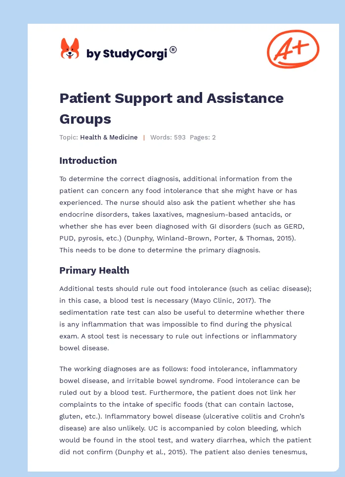 Patient Support and Assistance Groups. Page 1