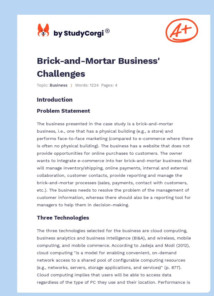 Brick-and-Mortar Business' Challenges. Page 1