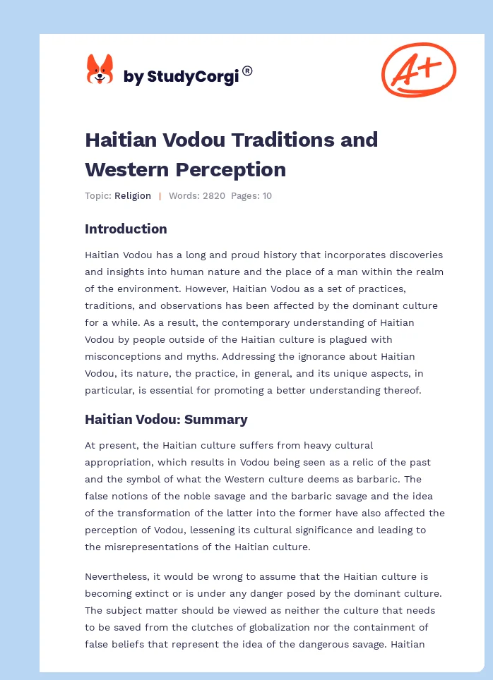 Haitian Vodou Traditions and Western Perception. Page 1