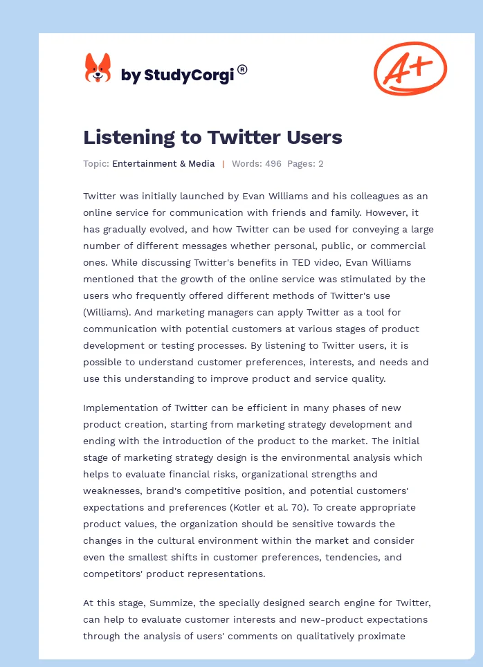 Listening to Twitter Users. Page 1